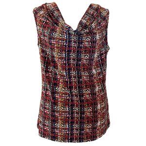 Evan-Picone Black Label Red, Gold, Blue, Black Sleeveless Shell Blouse Tank Top